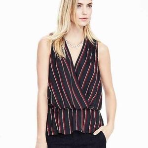 Banana Republic stripe wrap peplum top NWT